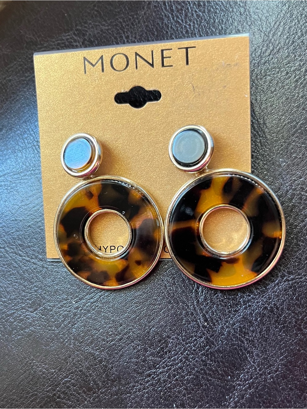Monet Gold and Tortoiseshell Open Circle Earrings